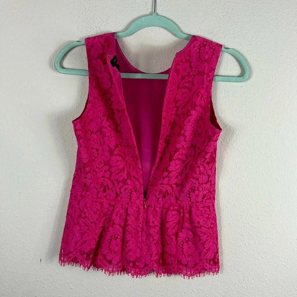 J. Crew Lace Peplum Sleeveless Top Tank Hot Pink size 00 - Picture 7 of 12